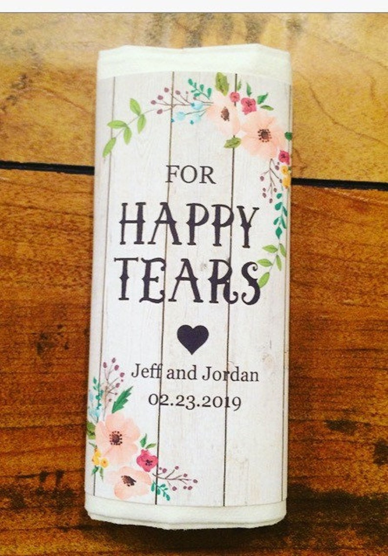 Wedding tissues Happy tears tissues Wedding Favors Wedding tissue pack Happy Tears tissue pack Happy Tears tags Tears of Joy tissue