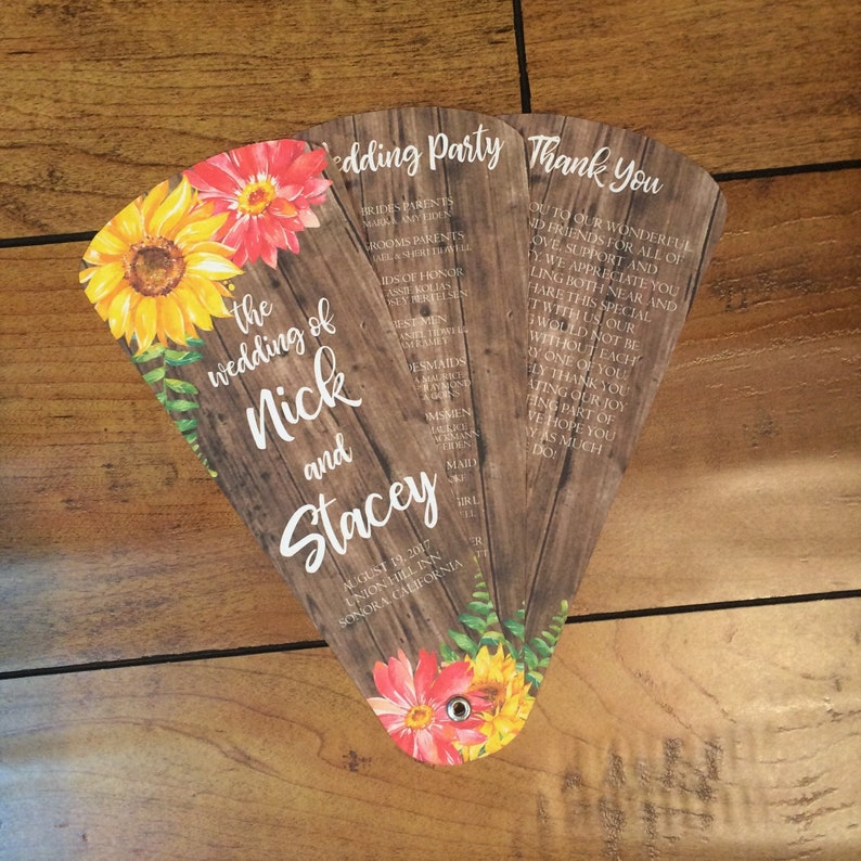 Program Fan Wedding Program Wedding Program Fan Petal Fan Etsy