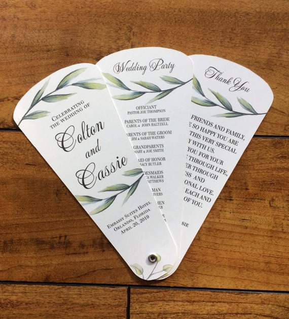 Wedding Program Fan Petal Fan Programs Program Fan Wedding Etsy