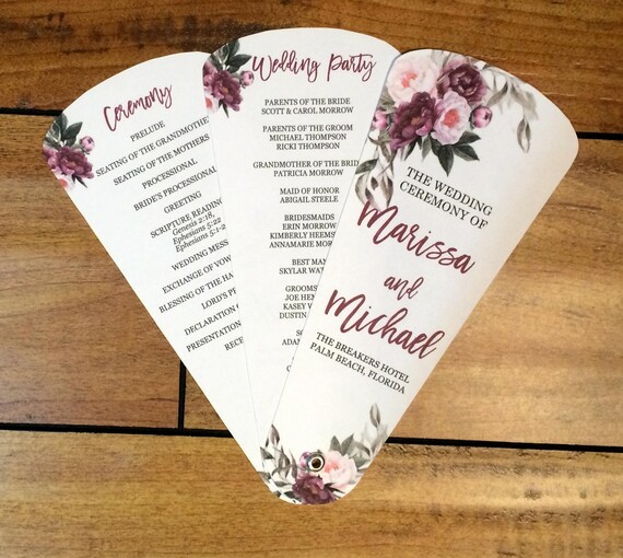 Wedding Programs Wedding Program Fan Petal Fan Programs Etsy
