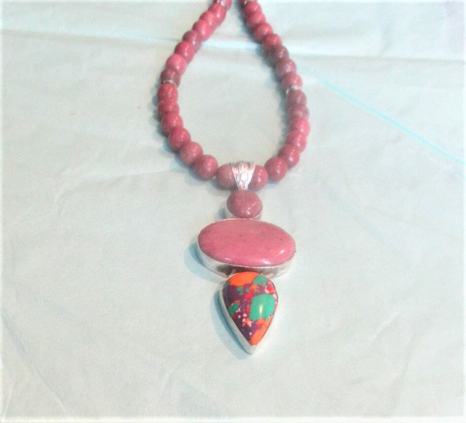 Collar de japes de mosaico mosaico de plata de ley Jasper & | Etsy