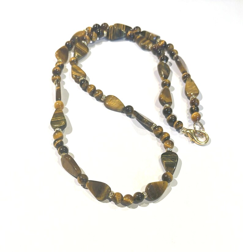 Tiger Eye Bead Necklace & Optional Matching Earrings image 2