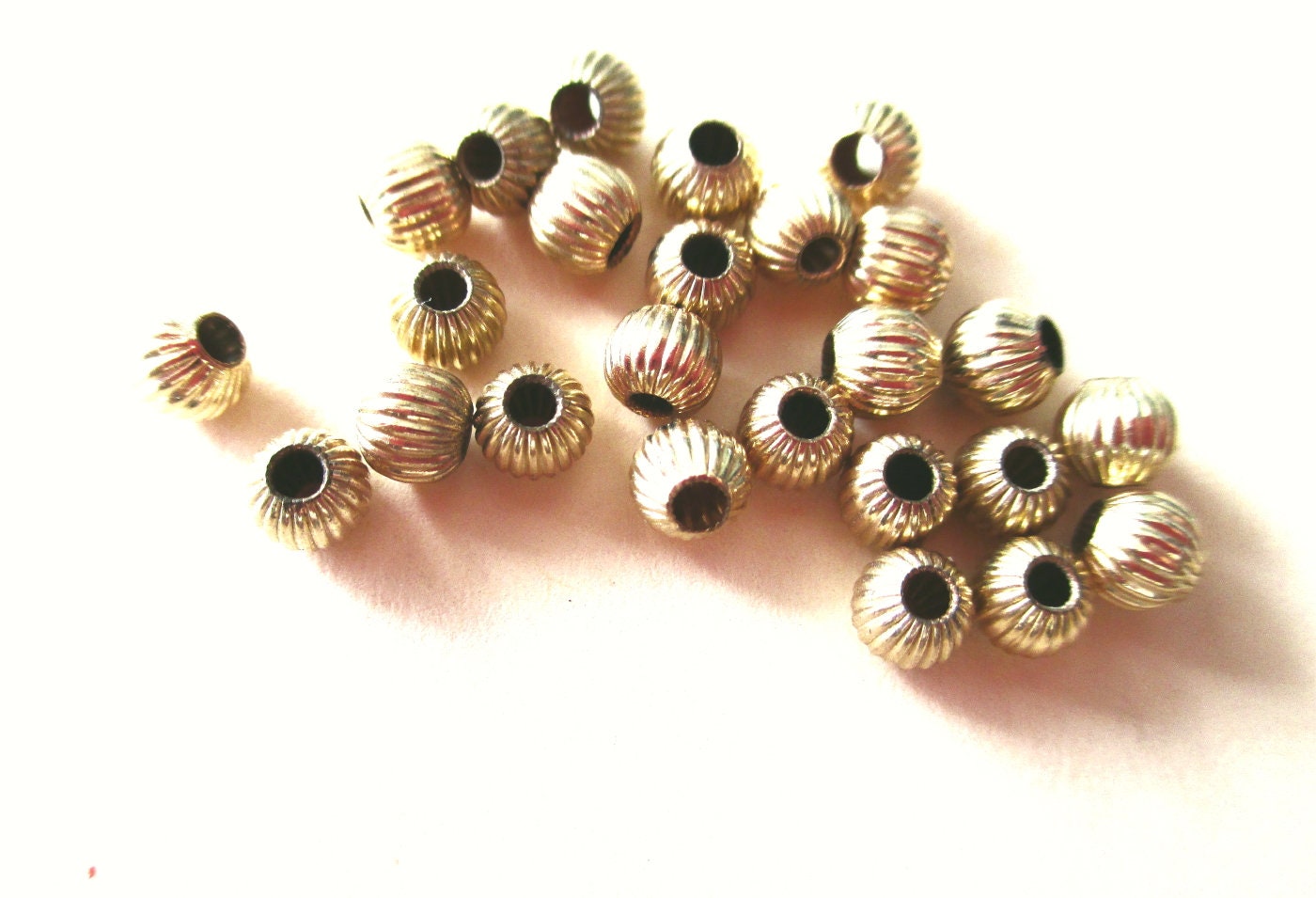 4mm Corrugated-Fluted Round Beads, 14K Gold Filled Beads (10 Pieces)