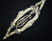 Edwardian, 1920s Gatsby Black Silk Chiffon Mourning Handkerchief, Small Scarf, Monogrammed, Ivory Initial B