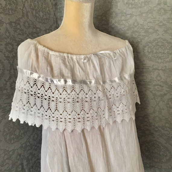 Vintage Mexican White Peasant, Hippie, Boho Blouse