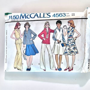 Groovy 1975 Flared Skirt, Tops, Jacket Pattern, McCall&#39;s 4563 Women&#39;s 42, Bust 46, Uncut, Missing the Pants, L - XL