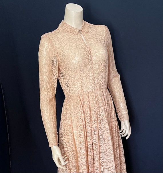Love 1950s Long Sleeved Lacy Occasion Dress, Dust… - image 3