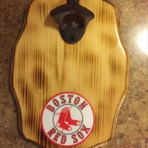 Handcrafted Boston Red Sox  Pine Plaque 11X7X3/4