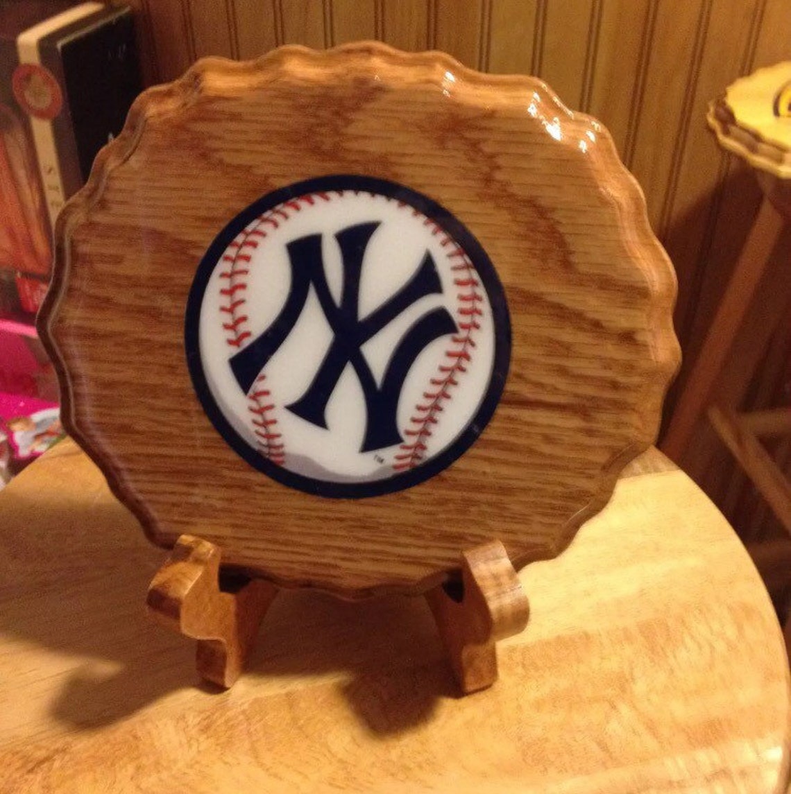 Handcrafted New York Yankees Oak Plaque 8x7x3/4ok Etsy