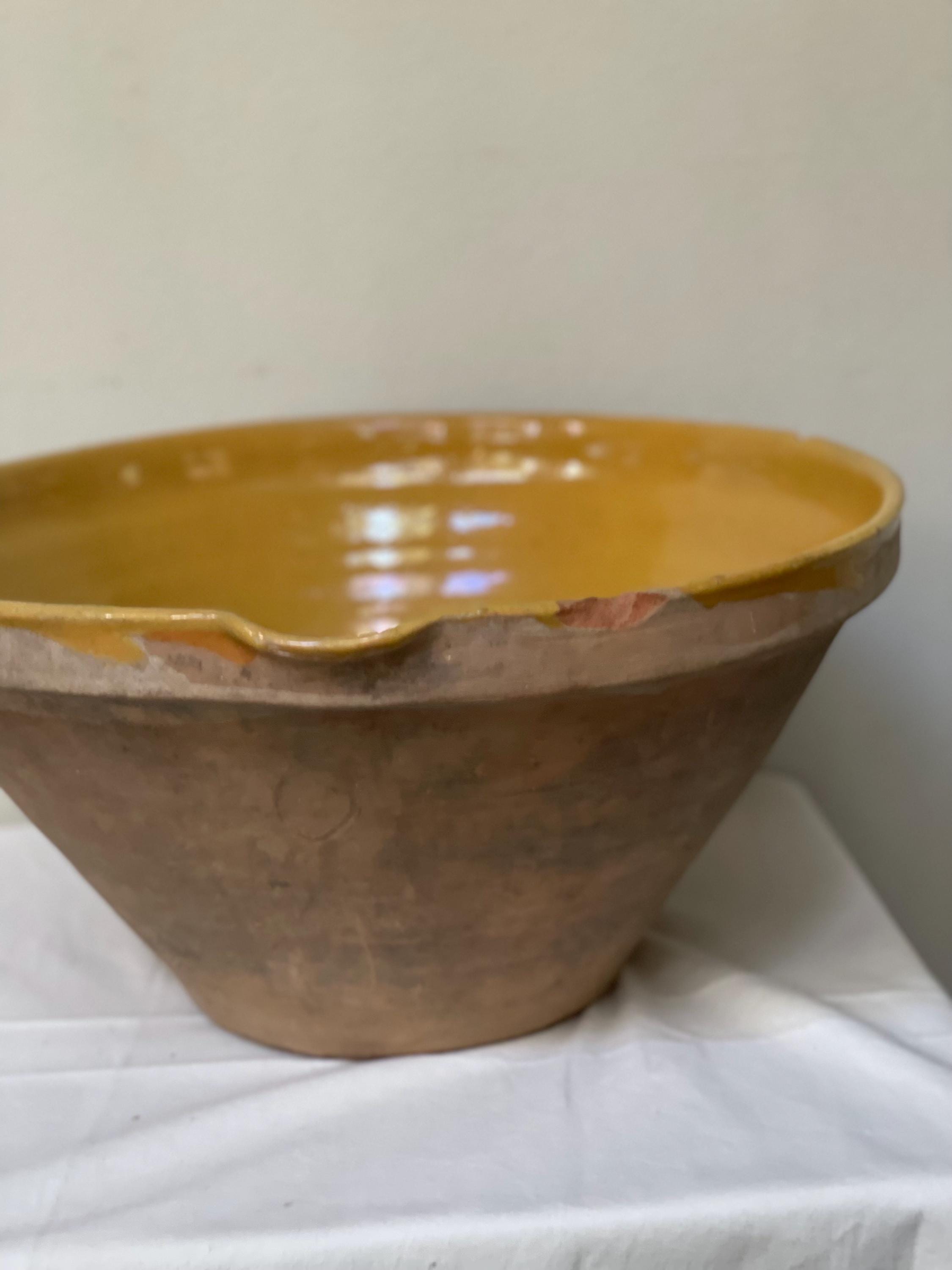 Large antique French tian bowl, terracotta 19th century