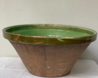 Large antique French tian bowl, terracotta 19th century