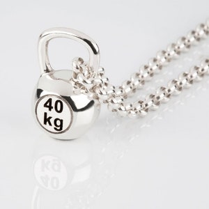 Kettlebell Pendant, Sterling Silver Crossfit Gym Fitness Kettlebell charm necklace pendant image 1