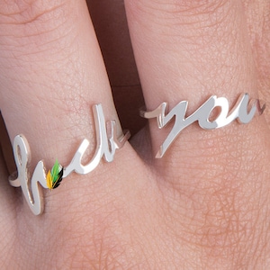 F@ck Je VOLWASSEN Ring Sterling Zilver of Goud Set, Volwassen ring met F #ck je woorden