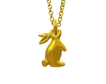 Tiny Bunny charm, solid gold bunny charm, little gold bunny rabbit charm, cute small bunny charm