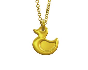 Tiny Ducky charm, solid gold duck charm, little gold ducky duck charm, cute small duck charm