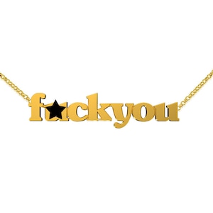 F@ck you silver chain bar necklace, mature f#ck you necklace, curse f-ck you chain bar gold plated silver necklace