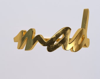 A Mad Ring - Original sterling Silver Mad word, 18K Gold Plated  Mad mad Ring