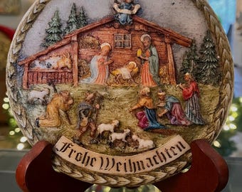 Disco de arte de cera de escena de la Natividad - Frohe Weihnachten