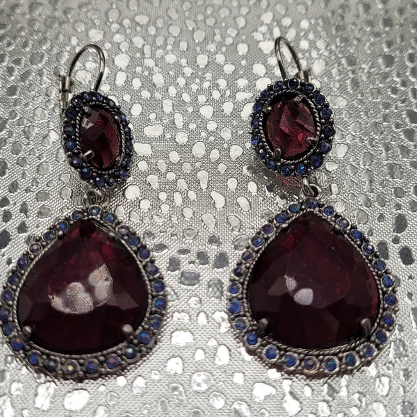 Ruby & Marcacite NR Nancy and Rise Dangle Drop Earrings