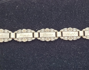 WWII Sterling Silver Forget Me Not Bracelet