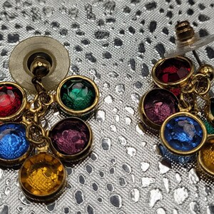Mardi Gras Multi-Colored Rhinestone Dangle Earrings
