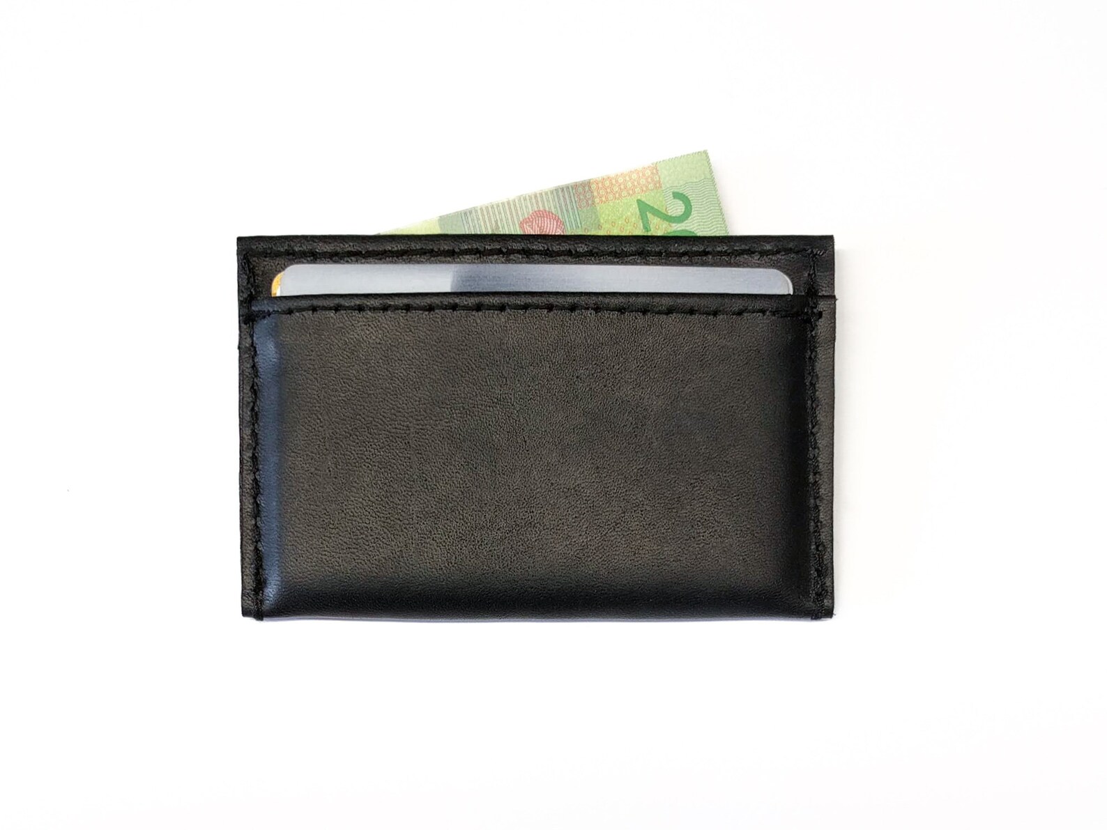 Card Case Black Leather Cards Case Vegetable Tanned Leather Etsy