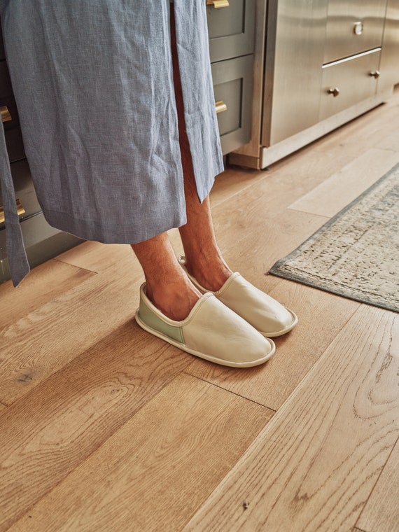 mens white leather slippers