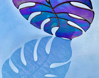 Stained Glass Iridescent monstera leaf