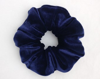 Navy blue velvet scrunchies, hair tie, sustainable gifts for her