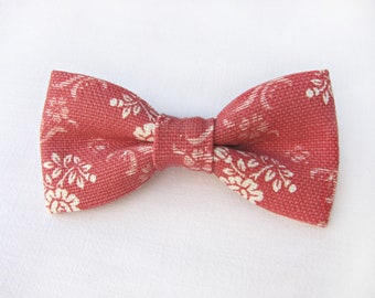 Dusty pink Salmon floral fabric bowtie suspenders necktie Groomsmen wedding ties toddler mens boutonniere Pink wedding ideas Usher Officiant