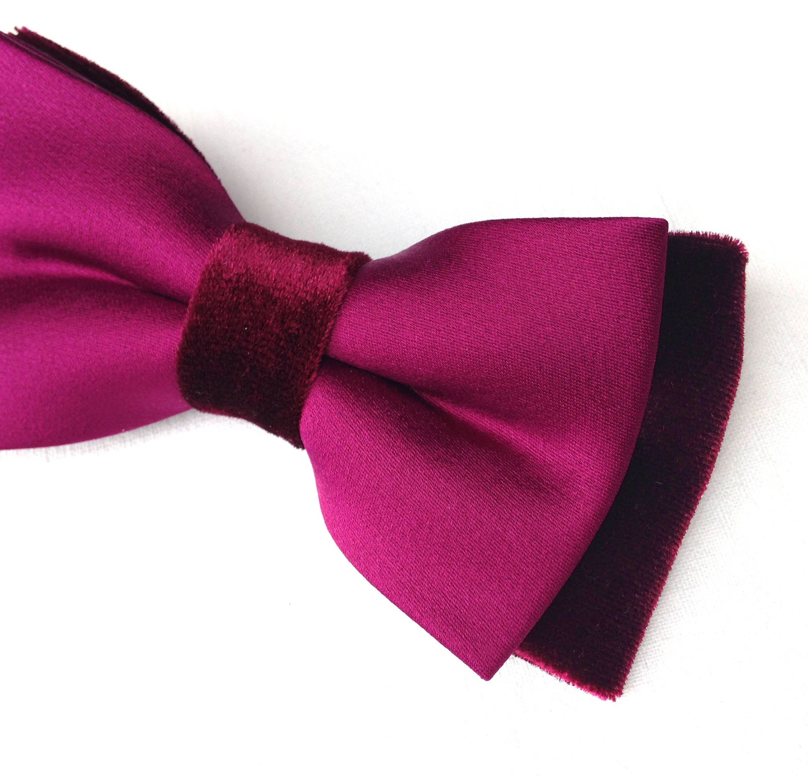 burgundy satin bow tie