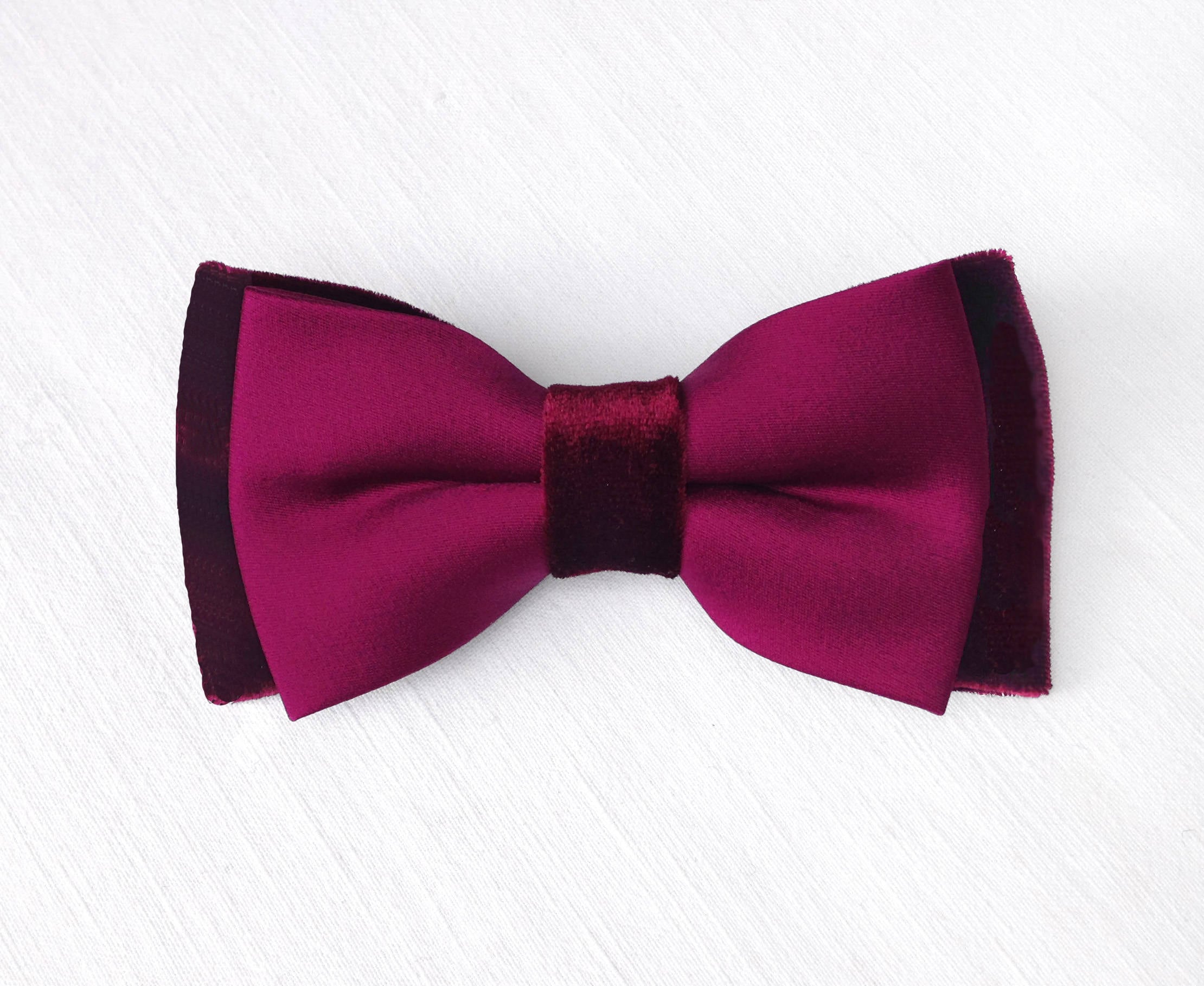Velvet Burgundy Bow Tie. Satin Bow Ties for Men. Groomsmen Etsy