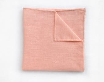 Light pink pocket square. Blush pink pocket square. Linen handkerchief. Groom's pocket square. Hubby gift. Boyfriend gift.