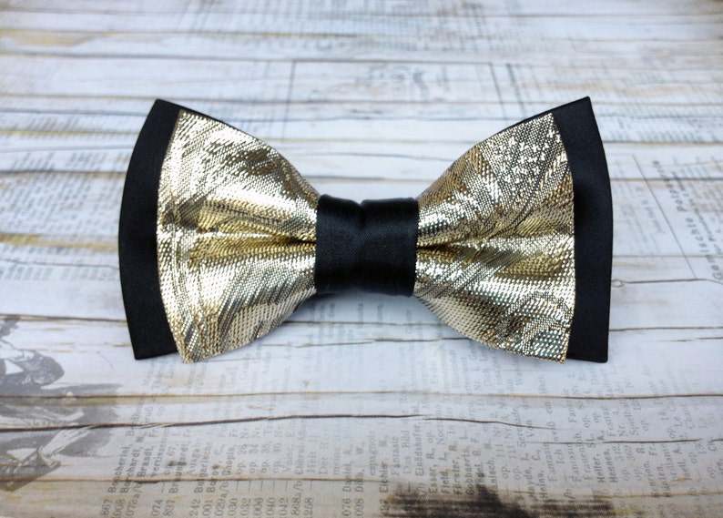 Men's Black Gold Bow Tie. Luxury Wedding Grooms Gift - Etsy