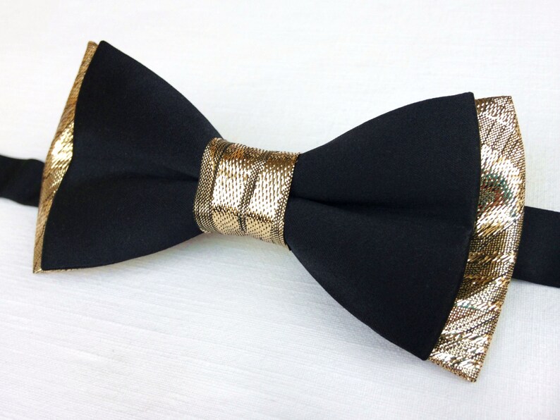 Men's Black and Gold Bow Tie Pretied Limited Edition Etsy