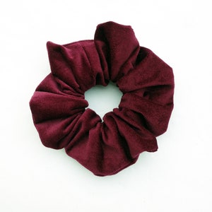 Burgundy cotton velvet scrunchie, Eco-friendly gift for her
