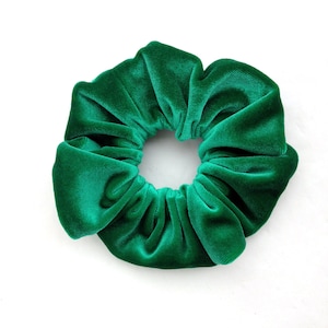 Emerald green velvet scrunchie, Eco-friendly gifts for women
