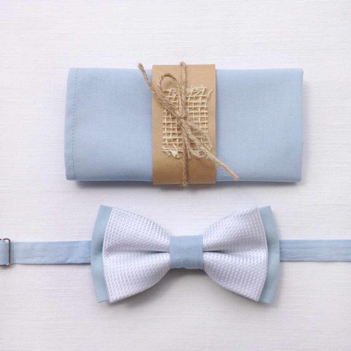 Mens Light Blue Bow Tie. Pretied Bow Tie. Handmade Bow Tie. Etsy