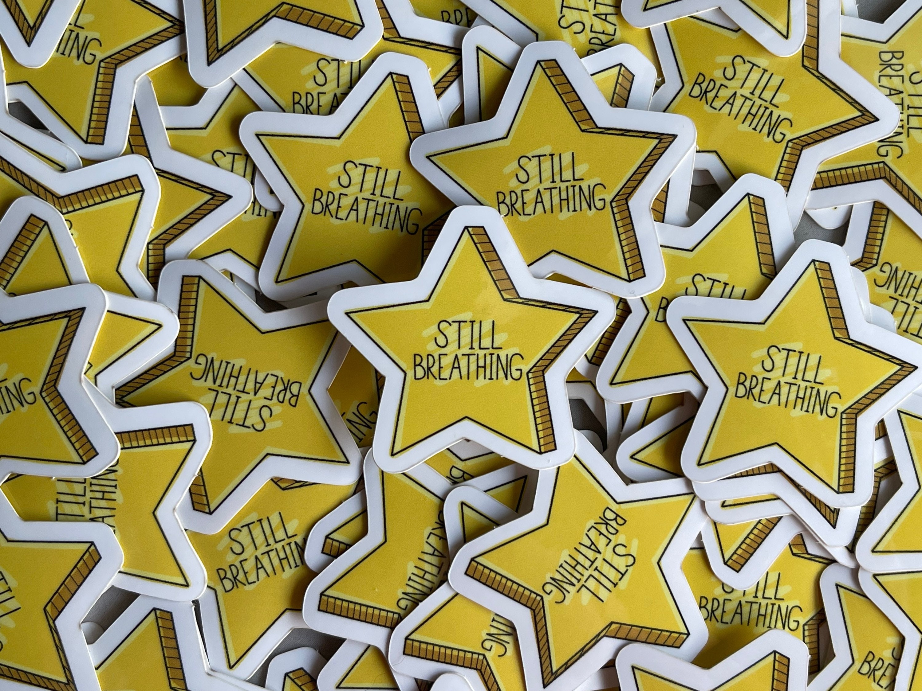 Still Breathing Gold Star Waterproof Mini Sticker for Waterbottle Laptop Bumper Stickers Paper