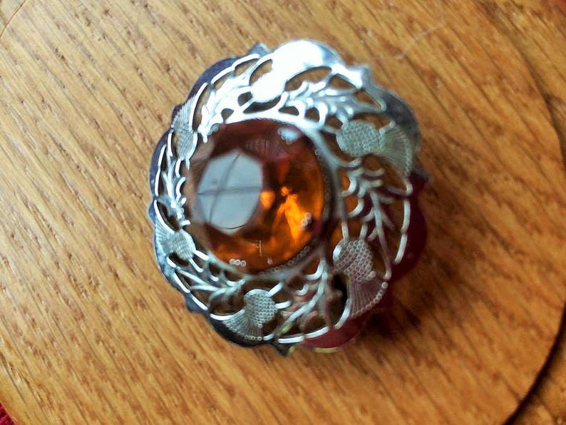 Scottish thistle thistle brooch Mizpah Mizpah brooch gift Scottish souvenir Amber Scottish brooch Scottish Scottish thistle brooch