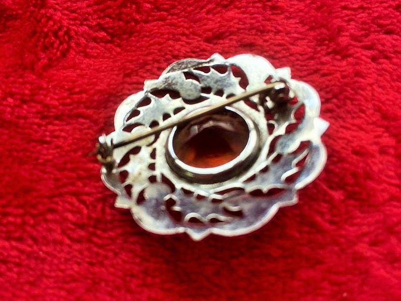 Scottish thistle thistle brooch Mizpah Mizpah brooch gift Scottish souvenir Amber Scottish brooch Scottish Scottish thistle brooch