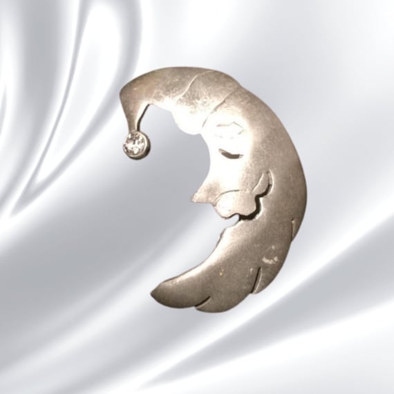 Moon, half moon, silver moon, moon brooch, moon ba