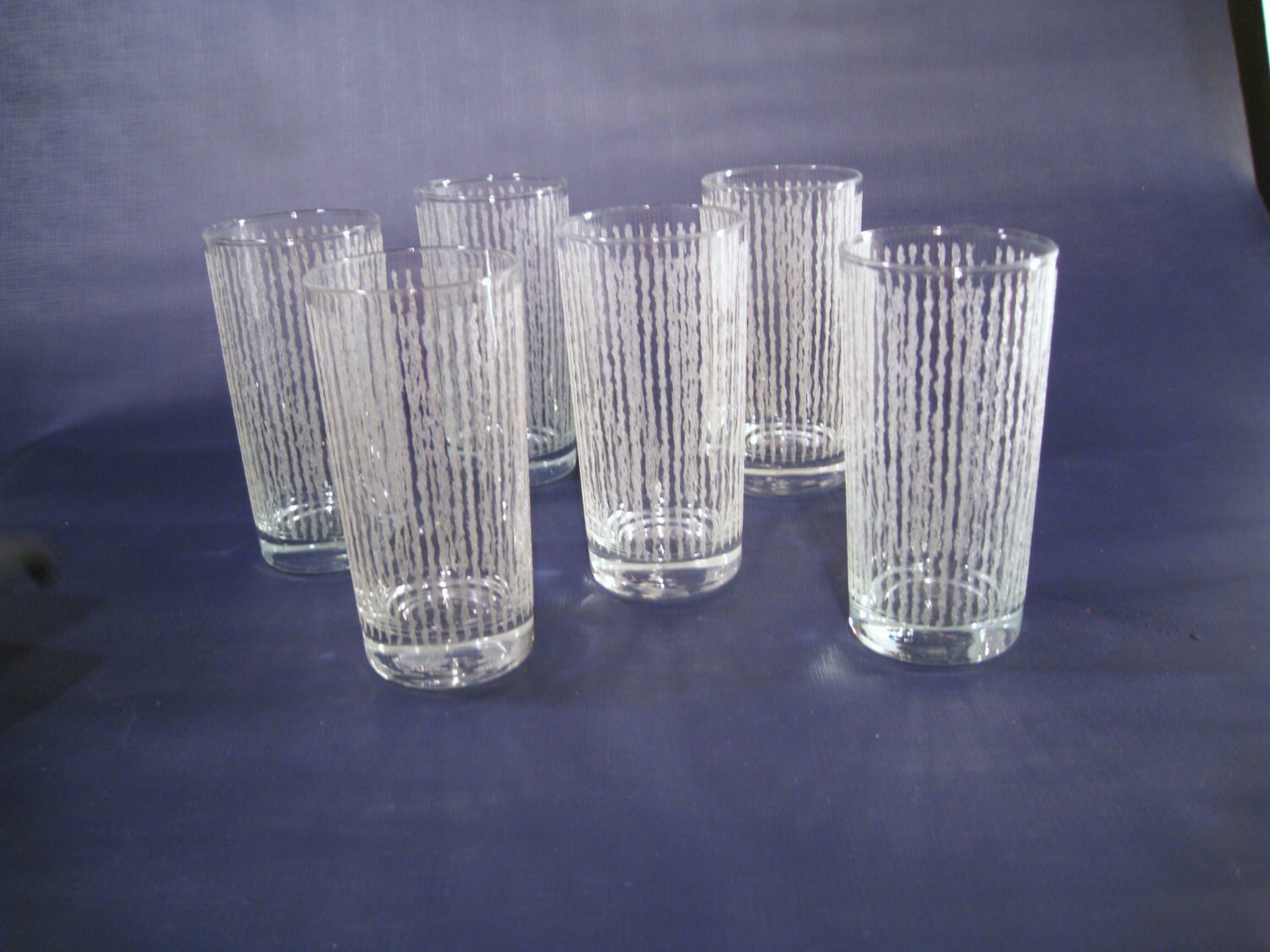 Six Mod Cocktail Glasses With Beading Etsy