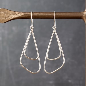 Geometric Silver Wire Earrings - Sterling Silver Drop Earrings - Modern Contemporary Jewellery - Dangle Earrings - Statement Jewelry