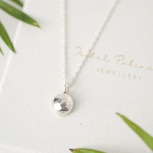 Recycled Sterling Silver Nugget Pendant Necklace - Minimalist Artisan Crafted Jewellery