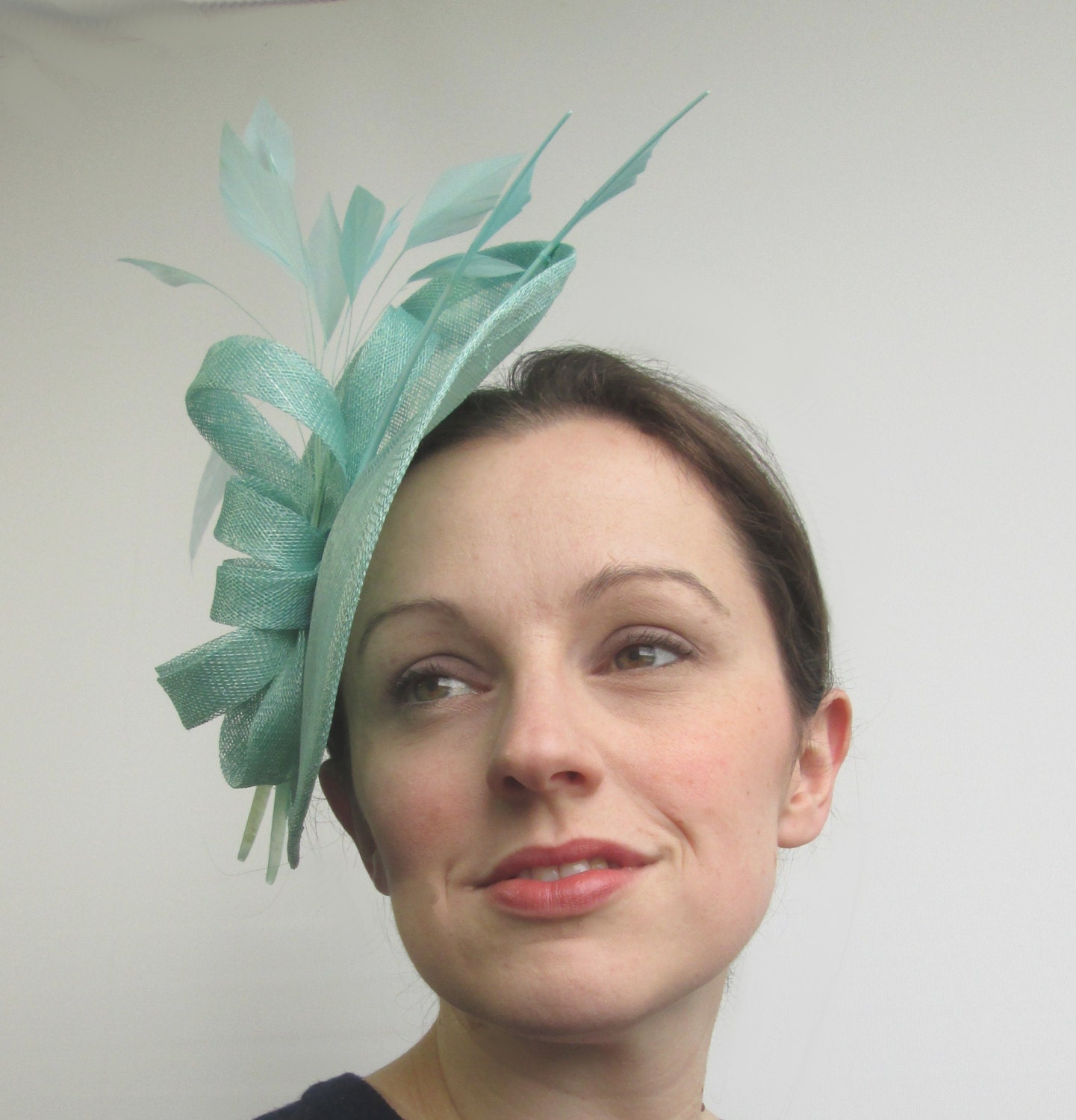 Aqua Blue Hat Aqua Fascinator Hatinator Saucer Hat Mint Etsy