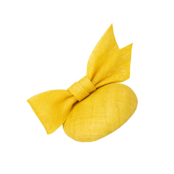 Yellow Bow Fascinator Hat: Couture Millinery Pillbox for  display picture 3
