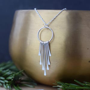 Long Silver Tassel Pendant Necklace | Boho Handmade Jewellery for Women