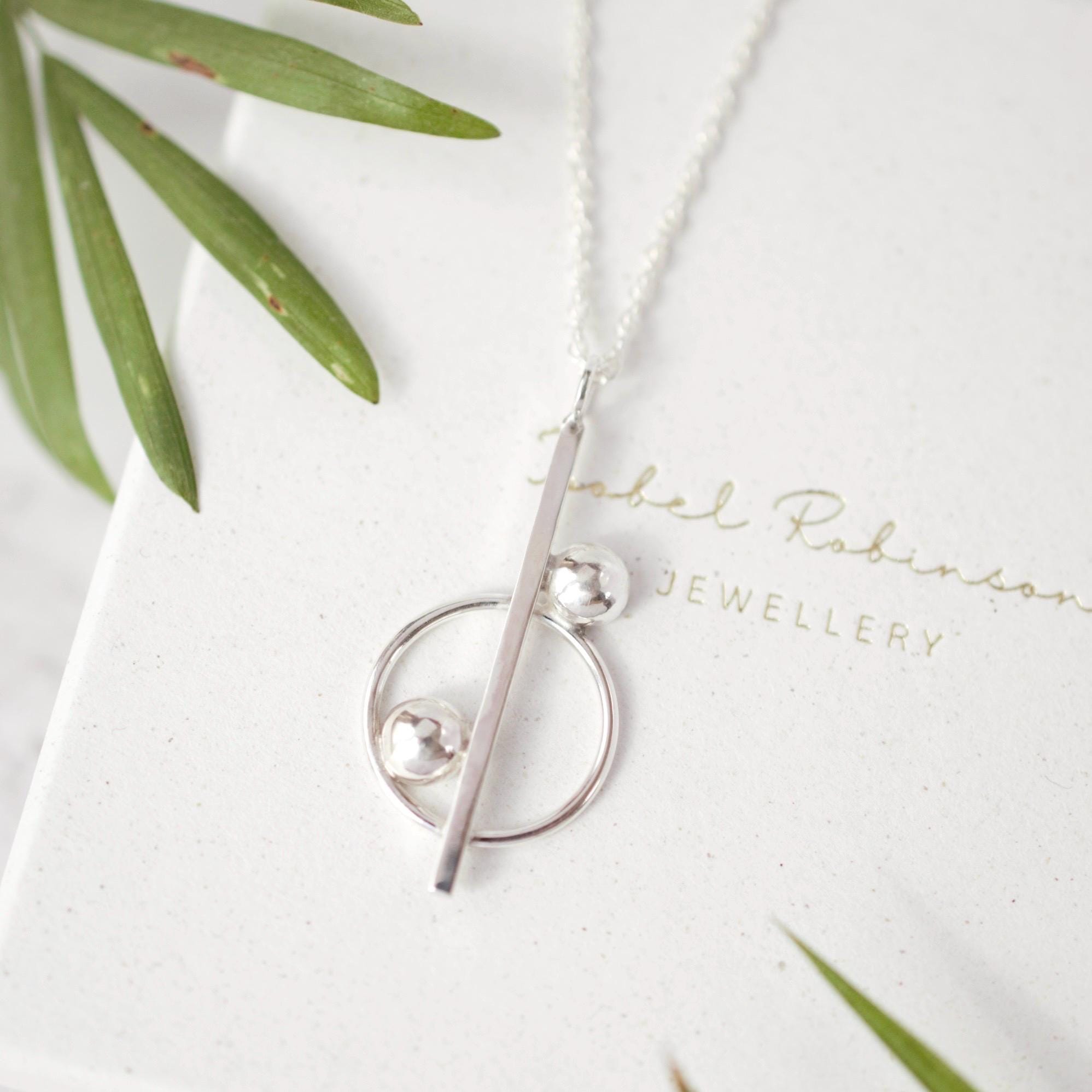Contemporary Geometric Silver Pendant | Tribal Necklace | Modern | Symbolic | Contemporary Jewellery | Circle | Line | Geometric Necklace