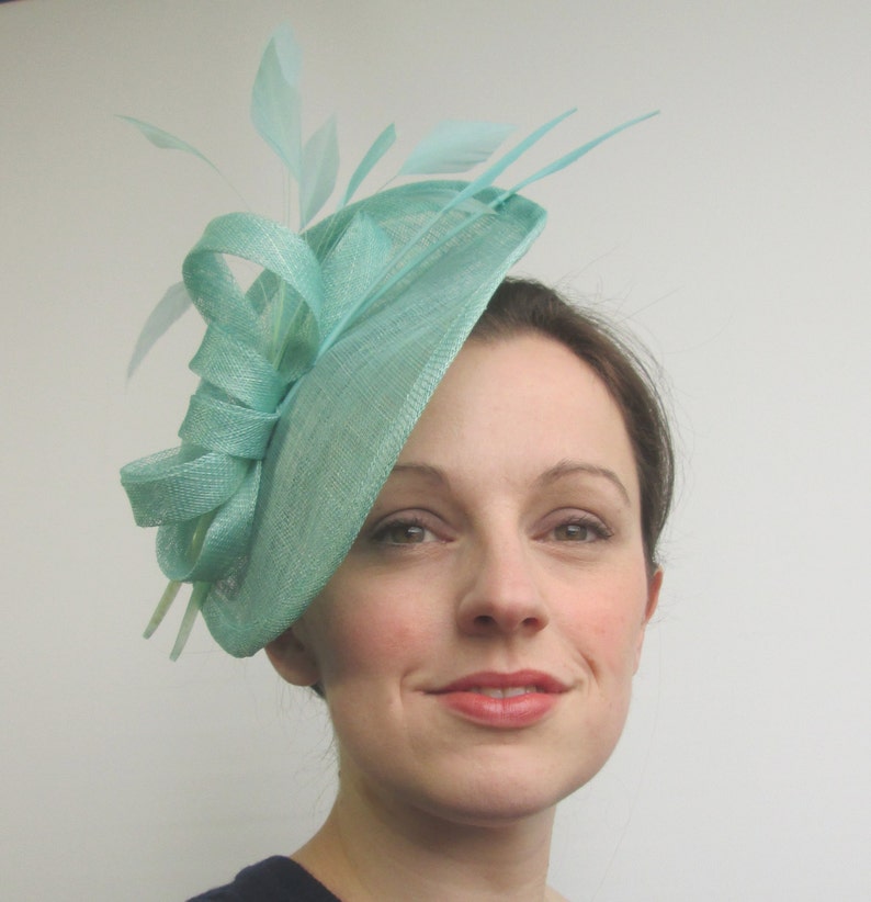 Aqua Blue Hatinator Aqua Fascinator Hat Saucer Hat Mint Etsy
